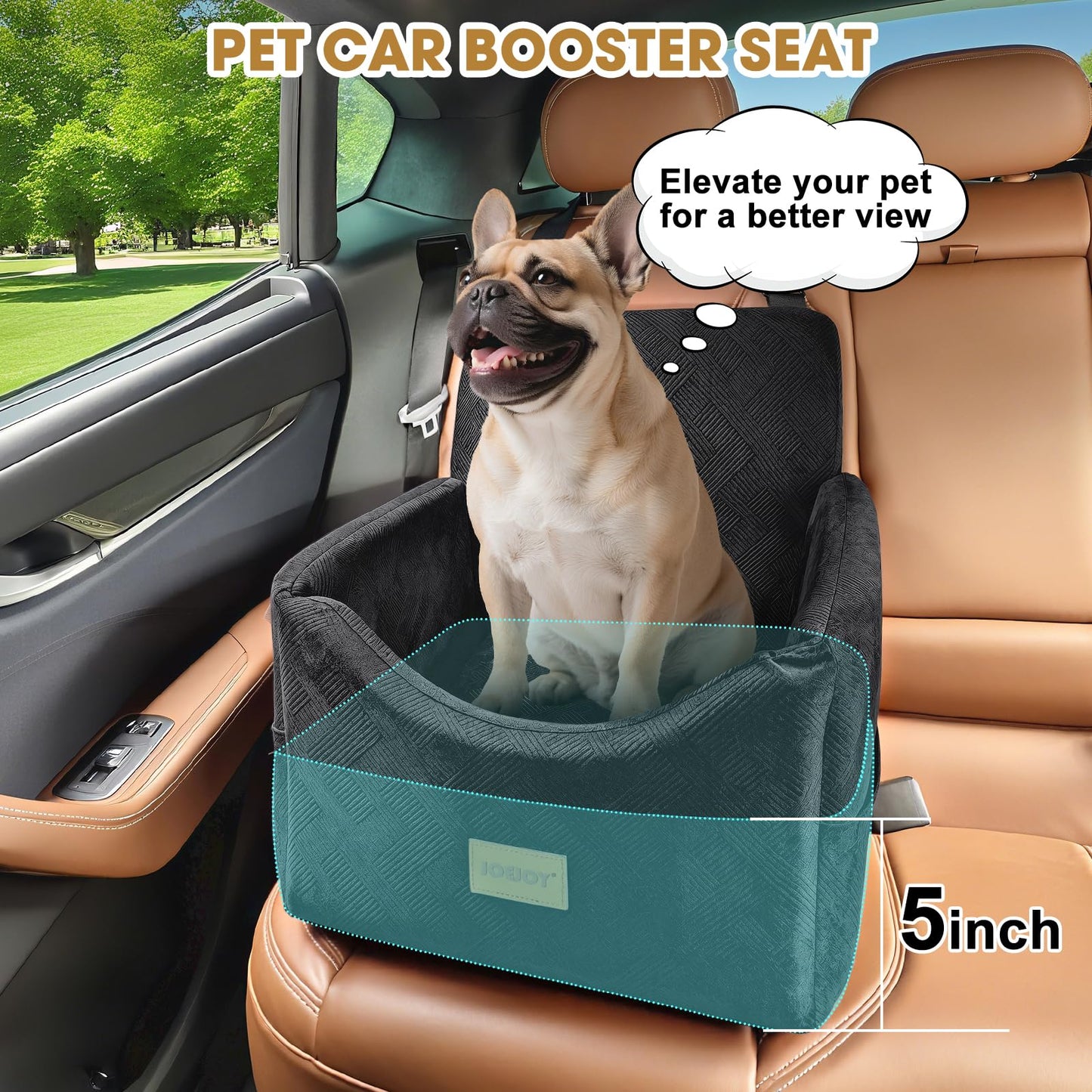 JOEJOY Asiento de Coche para Perros de hasta 35lbs (Negro)
