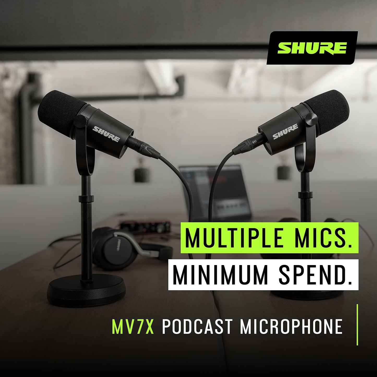 Shure MV7X XLR Dynamic Microphone – Voice-Isolating Cardioid Mic for Podcasting, Vocal Recording & Broadcasting, All-Metal, Black