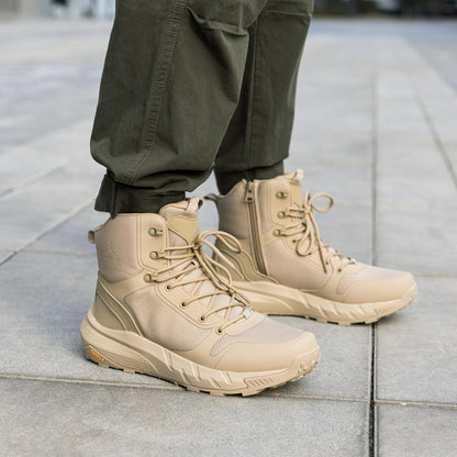 NORTIV 8 Men's Military Tactical Boot Lightweight Comfortable Boots for Work All Day Side Zipper Motorcycle Combat Hiking Boots Metrostrike(8-9 Inches), Sand