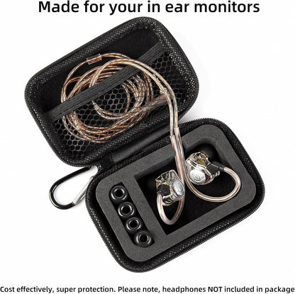 KZ ZS10 Pro IEM Case for in Ear Monitor, CCZ ZC02 Earbuds Case with Carabiner, EVA Travel Storage Bag for CCA CRA, Shure SE215, Moondrop Chu, CCZ Melody, KBEAR KS1, TANGZU Wan'er, iems Cable, Ear tips