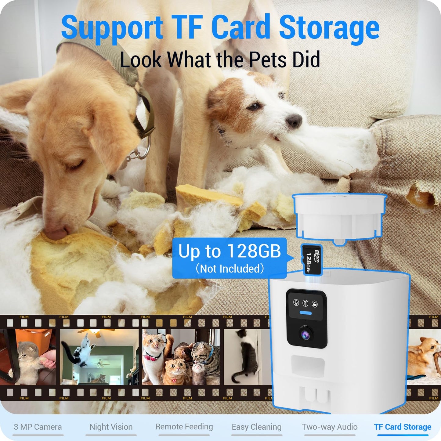 Frienhund Alimentador Automático para Gatos con Cámara 2K (7L / 29 Tazas)
