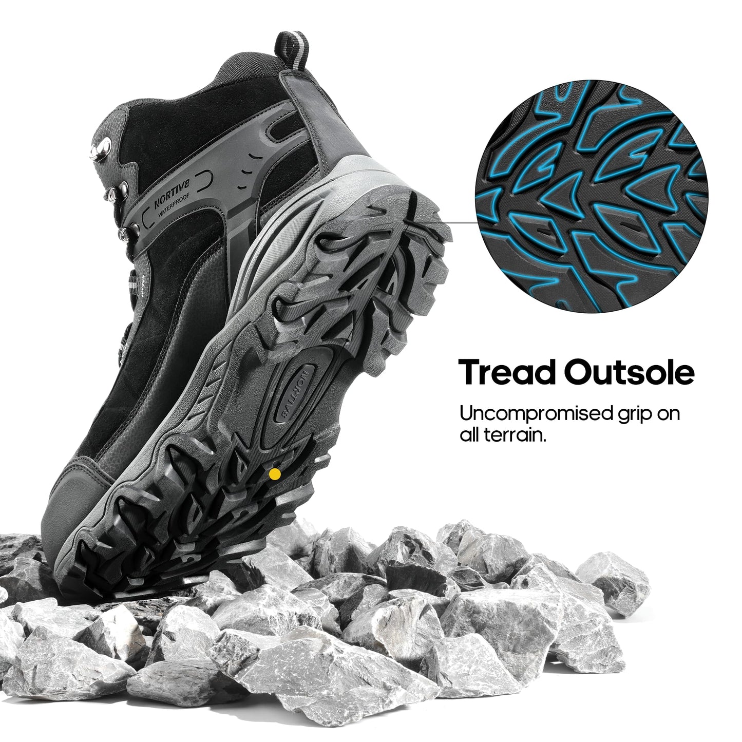 NORTIV 8 Men's Waterproof Hiking Boots Outdoor Mid Trekking Lightweight Mountaineering Shoes Paladin, Black, JS19004M