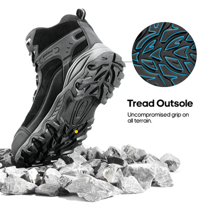 NORTIV 8 Men's Waterproof Hiking Boots Outdoor Mid Trekking Lightweight Mountaineering Shoes Paladin, Black, JS19004M