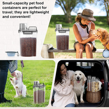 LEAWALK Contenedor de Almacenamiento de Comida para Mascotas (3 Qt / Negro Transparente)