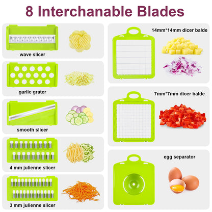 Cortador de Verduras y Mandolina 10 en 1 (Gris/Verde)