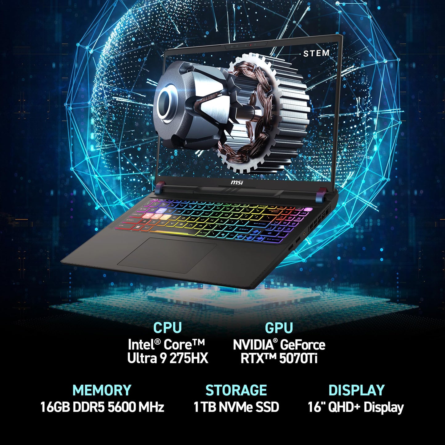 msi Vector 16 HX AI Laptop de Gaming 16" (1TB NVMe SSD)