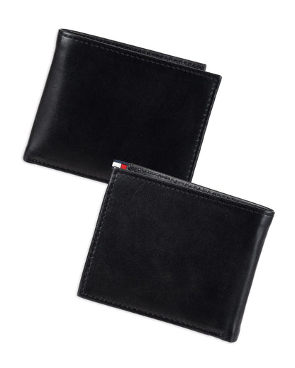 Tommy Hilfiger Billetera Delgada Plegable de Cuero Genuino (Con Bolsillo para Monedas)