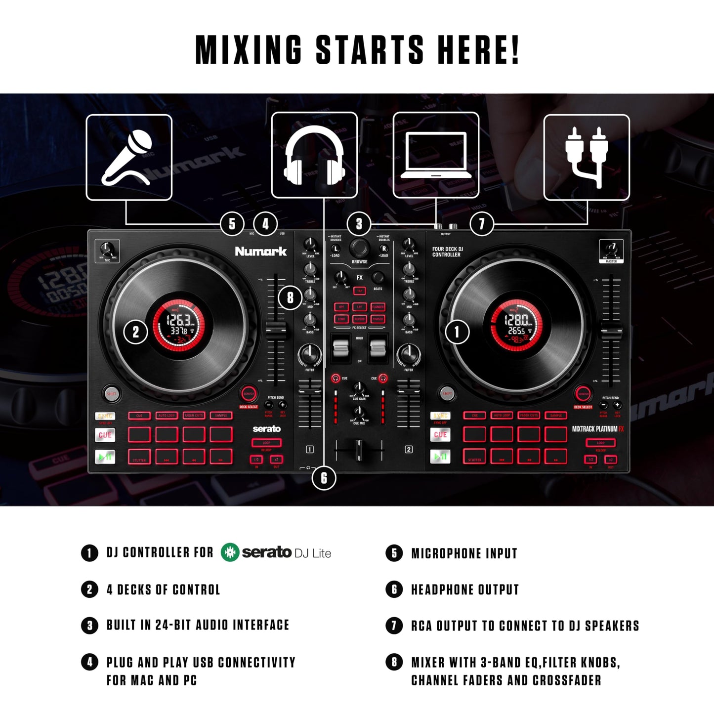 Numark Controlador Mixtrack Platinum FX Serato DJ