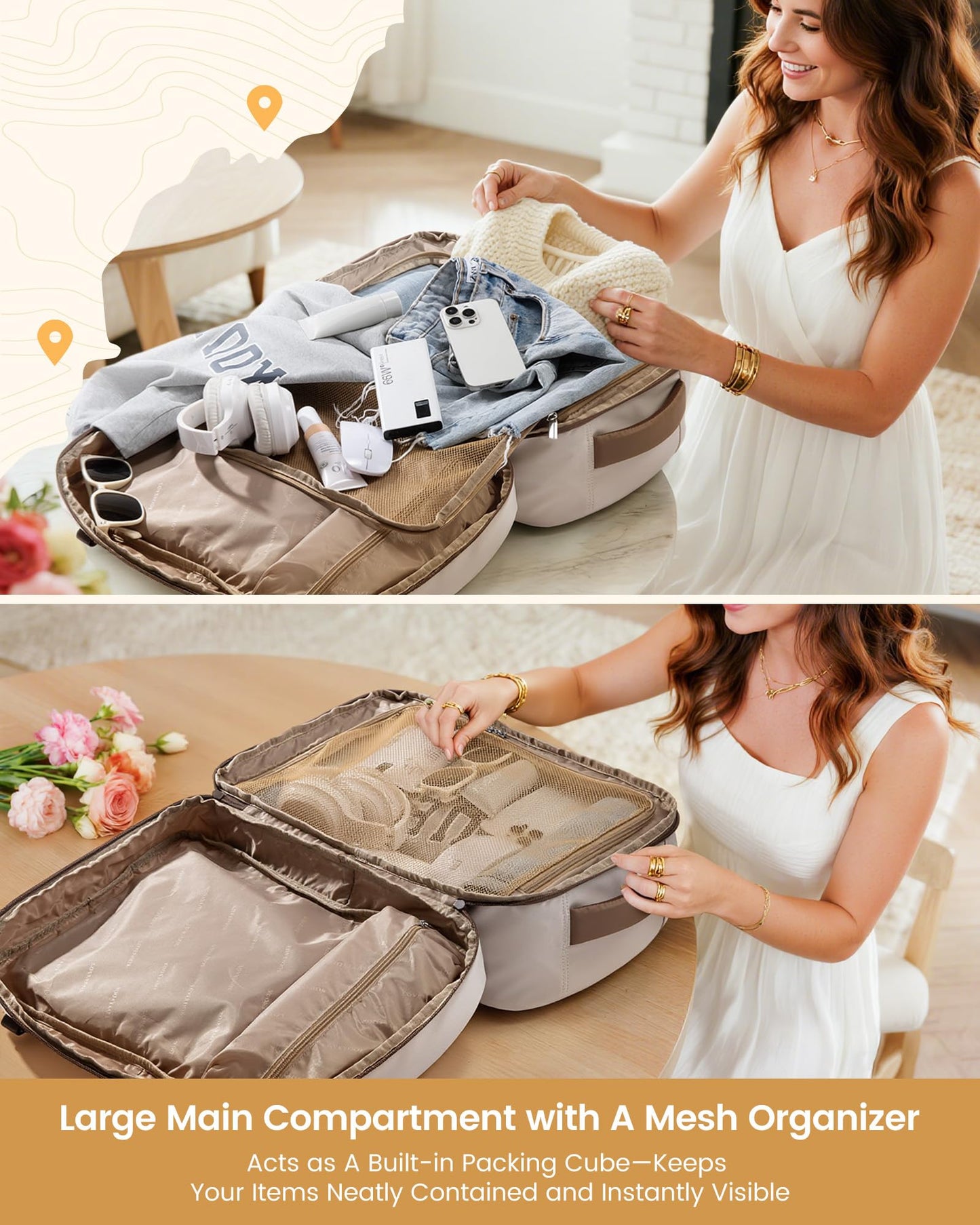 LOVEVOOK Mochila de Viaje para Mujer (40L / 15.6")