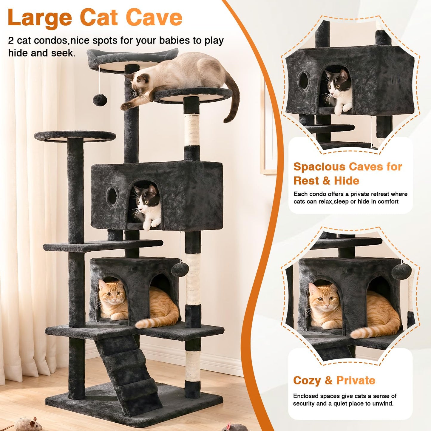 FDW Torre para Gatos de 54" (Gris Oscuro)
