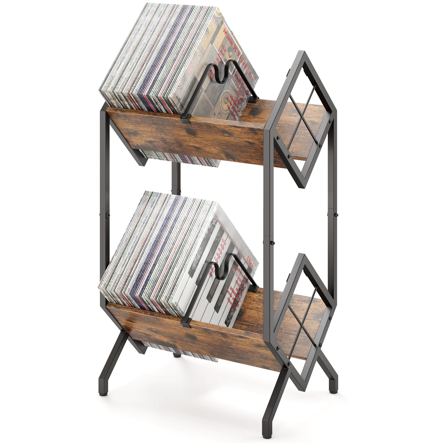 RUILALIFE Soporte de Almacenamiento de Discos de Vinilo de 2 Niveles