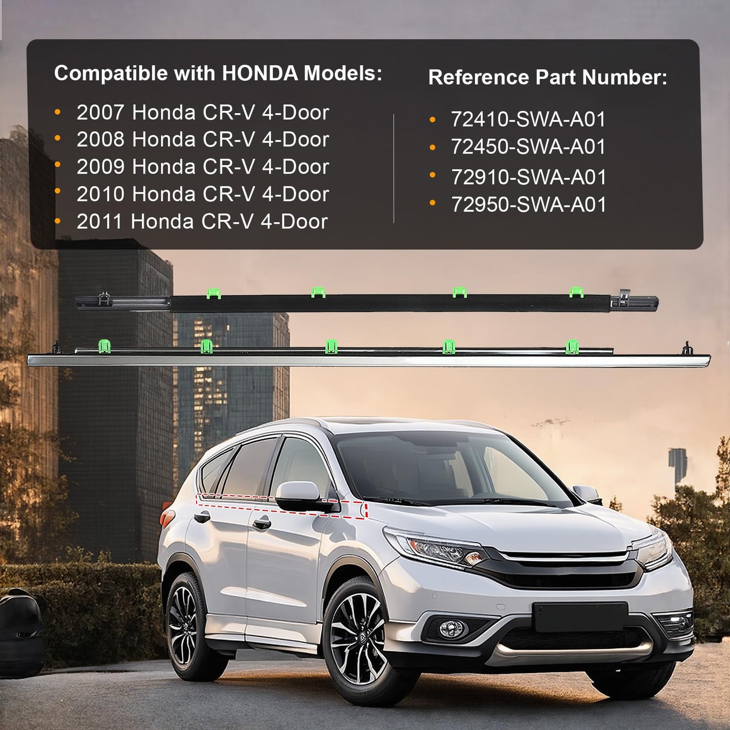 ItranMc Borde de Moldura de Ventana para Honda CR-V (2007-2011)