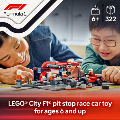 LEGO City Parada de Boxes y Equipo F1 con Auto Ferrari (Modelo 60443)