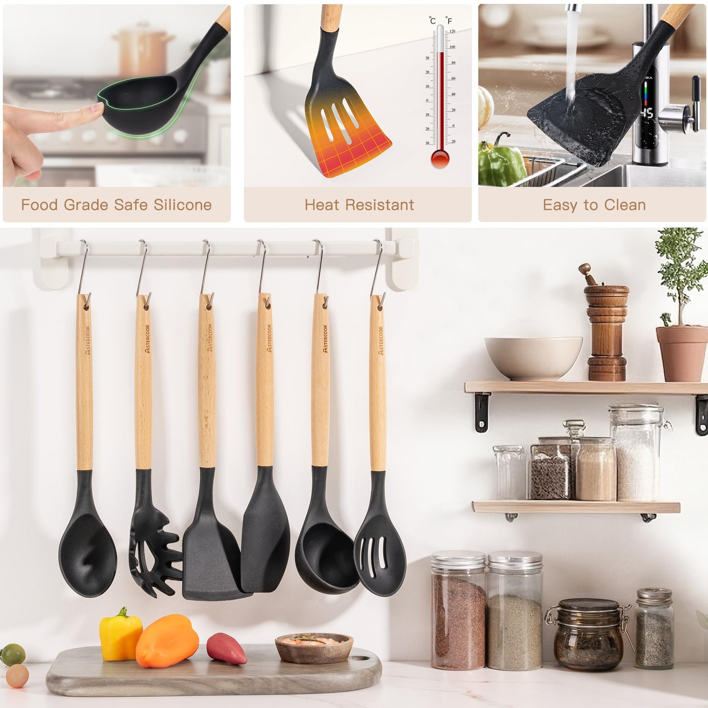 Astercook Juego de Utensilios de Cocina de 39 Piezas (Libre de BPA)