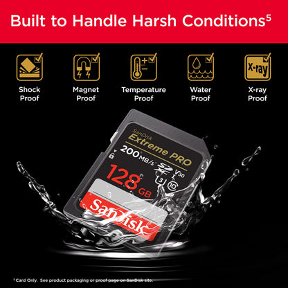 SANDISK 128GB Extreme PRO SDXC UHS-I Memory Card - C10, U3, V30, 4K UHD, SD Card - SDSDXXD-128G-GN4IN