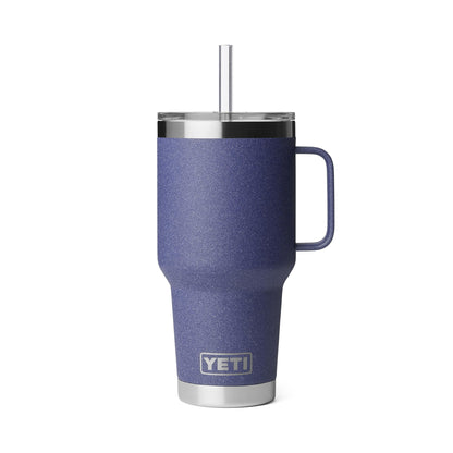 YETI Rambler 35 oz Tumbler with Handle and Straw Lid, Travel Mug Water Tumbler, Vacuum Insulated Cup with Handle, Stainless Steel, Moon Dust - Textured
