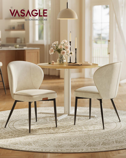 VASAGLE Sillas de Comedor Colección EKHO (Set de 2 / Cream White)