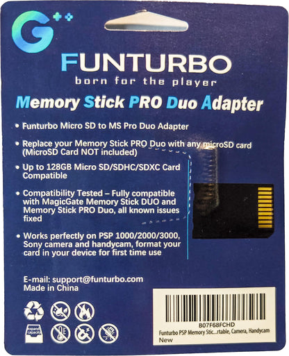 Funturbo PSP Memory Stick Adapter, Micro SD to Memory Stick PRO Duo MagicGate Card for Sony PlayStation Portable, Camera, Handycam