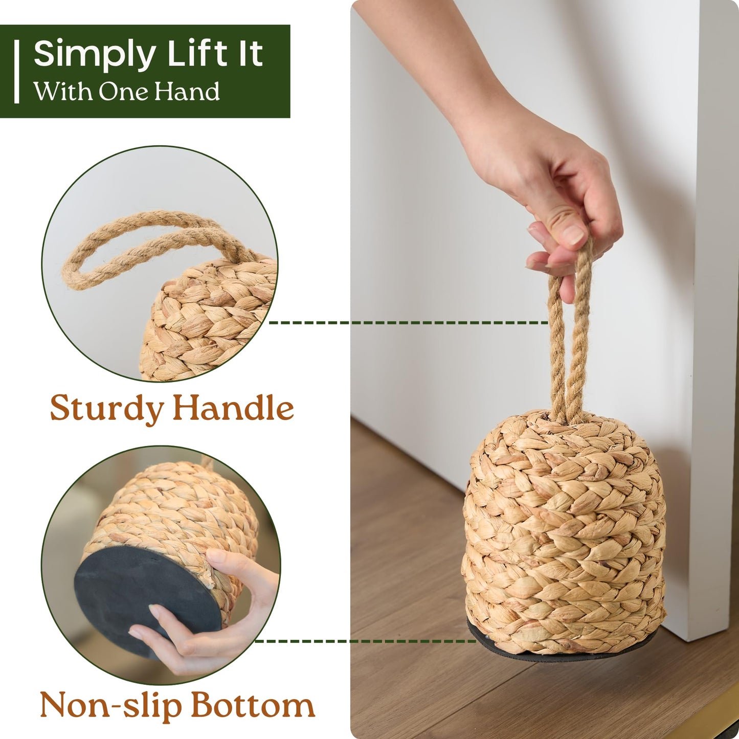 CHI AN HOME Tope Decorativo Natural para Puerta (4.4 lbs / 4.7" D x 6.3" H)