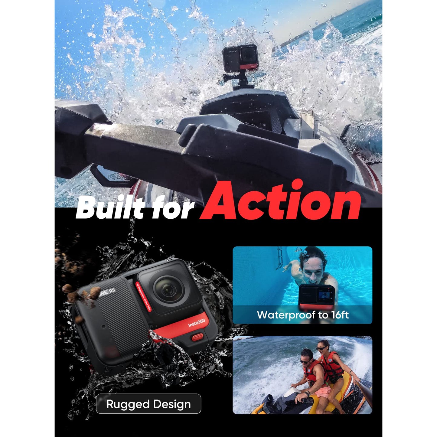 Insta360 ONE RS 4K Edition – Waterproof 4K 60fps Action Camera with FlowSate Stabilization, 48MP Photo, Active HDR, AI Editing
