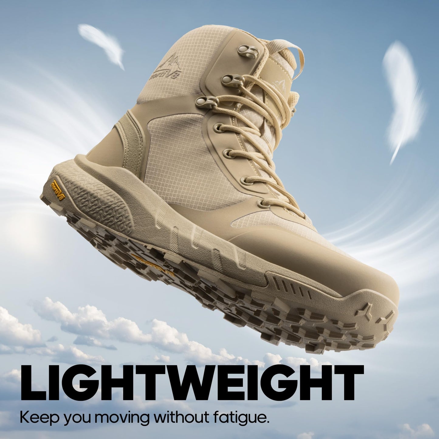 NORTIV 8 Men's Military Tactical Boot Lightweight Comfortable Boots for Work All Day Side Zipper Motorcycle Combat Hiking Boots Metrostrike(8-9 Inches), Sand