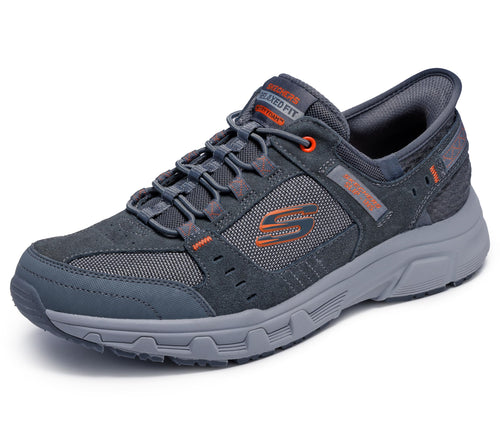 Skechers Men's Oak Canyon Consistent Winne Hands Free Slip-in Sneaker, Gray/Orange