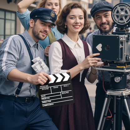 Claquet de Película de Hollywood de Madera (7.8 x 7.5 Pulgadas / Negro)