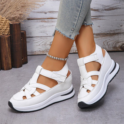 Betadog Women's Sports Sandals Casual Side Hollow Paste Slope Bottom Roman Shoes Summer Sandal Slippers for Women with Strap (White