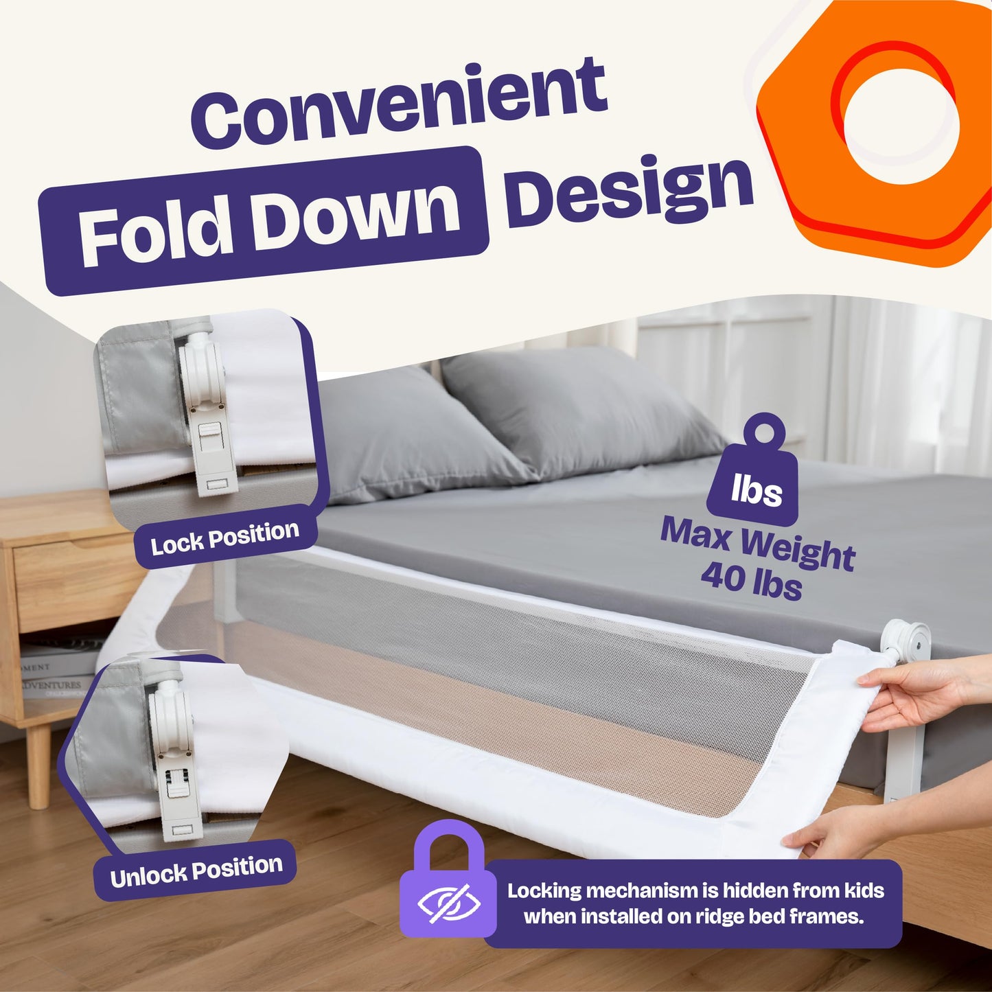 ComfyBumpy Baranda de Cama para Niños (Gray)