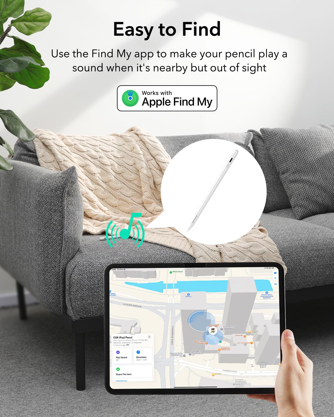 ESR Geo Digital iPad Pencil Findmy Compatible with Apple iPad 2018-2026,with Easy Shortcuts for Apple iPad A16/10/9/8 & Air 13/11 & Pro 12.9/13/11 & Mini 7/6/5,White(No Wireless Charging)