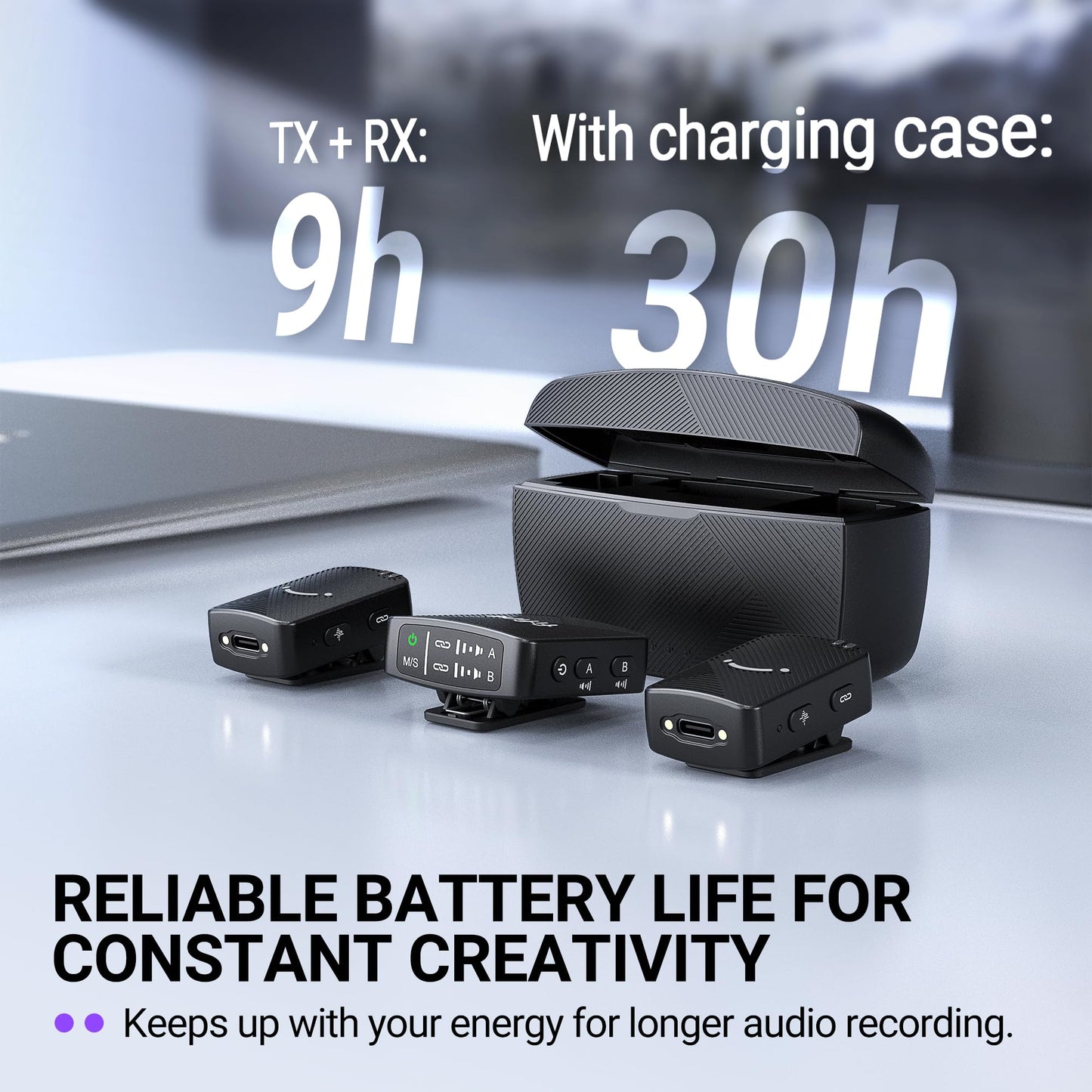 FIFINE Wireless Lavalier Microphone for iPhone/Android/Camera, 2 Pack Cordless Lapel Mic System for Vlog Recording Video YouTube/TikTok Interview, Condenser Clip-On Microphone with Charging Case-M9