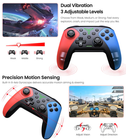 Wireless Switch Controller for Nintendo Switch/Switch 2/Lite/OLED Controller, Switch Controller with a Mouse Touch Feeling on Back Buttons, Extra Switch Pro Controller with Wake-up,Programmable, Turbo Function
