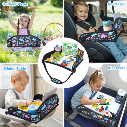 AZAMIA Bandeja de Viaje para Niños y Asiento de Coche (Diseño de Dinosaurio)