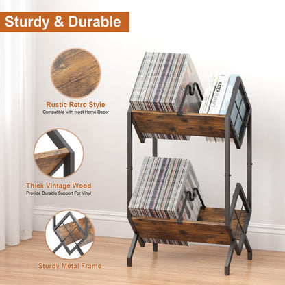 RUILALIFE Soporte de Almacenamiento de Discos de Vinilo de 2 Niveles