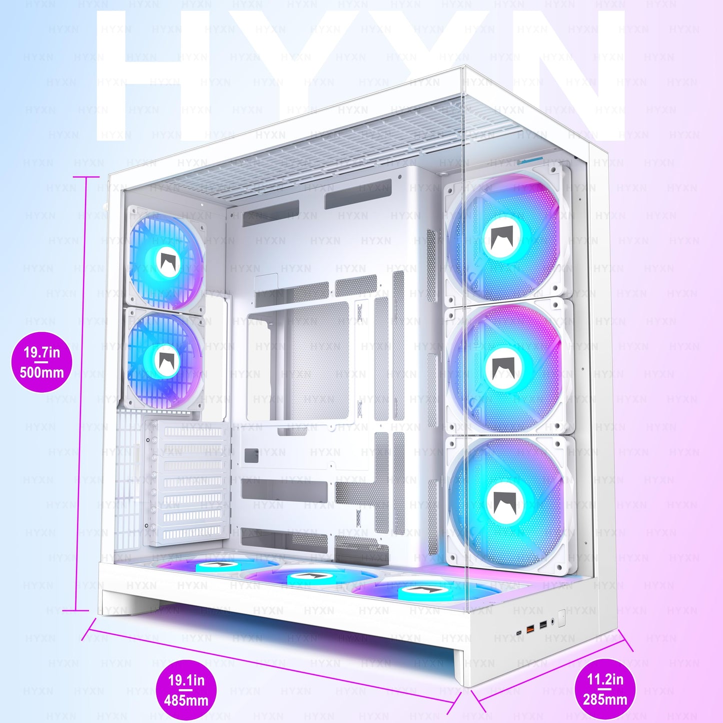 HYXN Gabinete para PC ATX H2 2026 (White RGB)