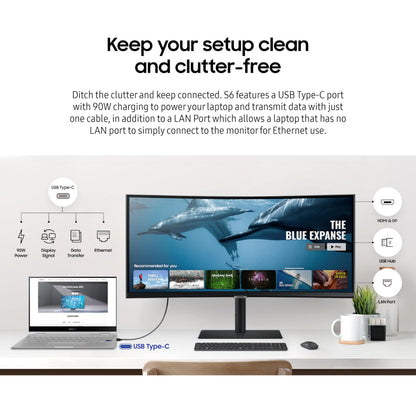 SAMSUNG ViewFinity S65UA Series Monitor Curvo Ultrawide 34"