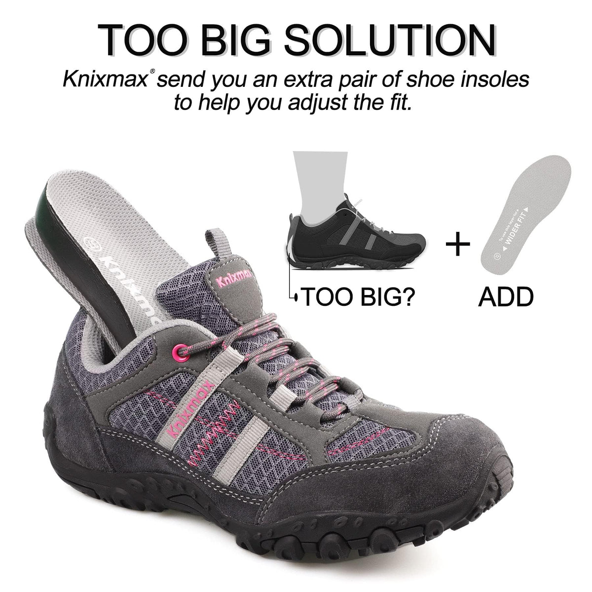 Knixmax Women's Hiking Shoes, Lightweight Low-Top Outdoor Walking Shoes with Suede Leather & Textured Rubber Outsole, Breathable Trail Shoes for Hiking Trekking Camping Grey