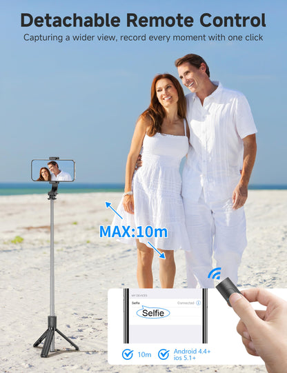 Trípode y Palo Selfie Portátil Extensible 4 en 1 (Soporte Giratorio 360°)