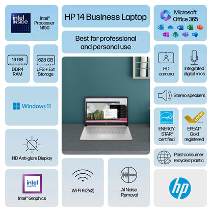HP Laptop para Estudiantes y Negocios 14" (628GB / Rose Gold)