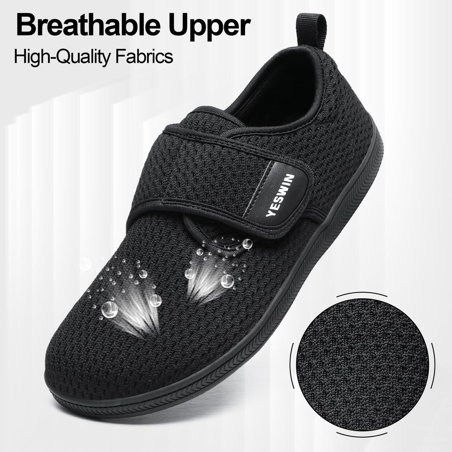 YESWIN Zapatos para Caminar para Diabéticos para Mujer (Negro)