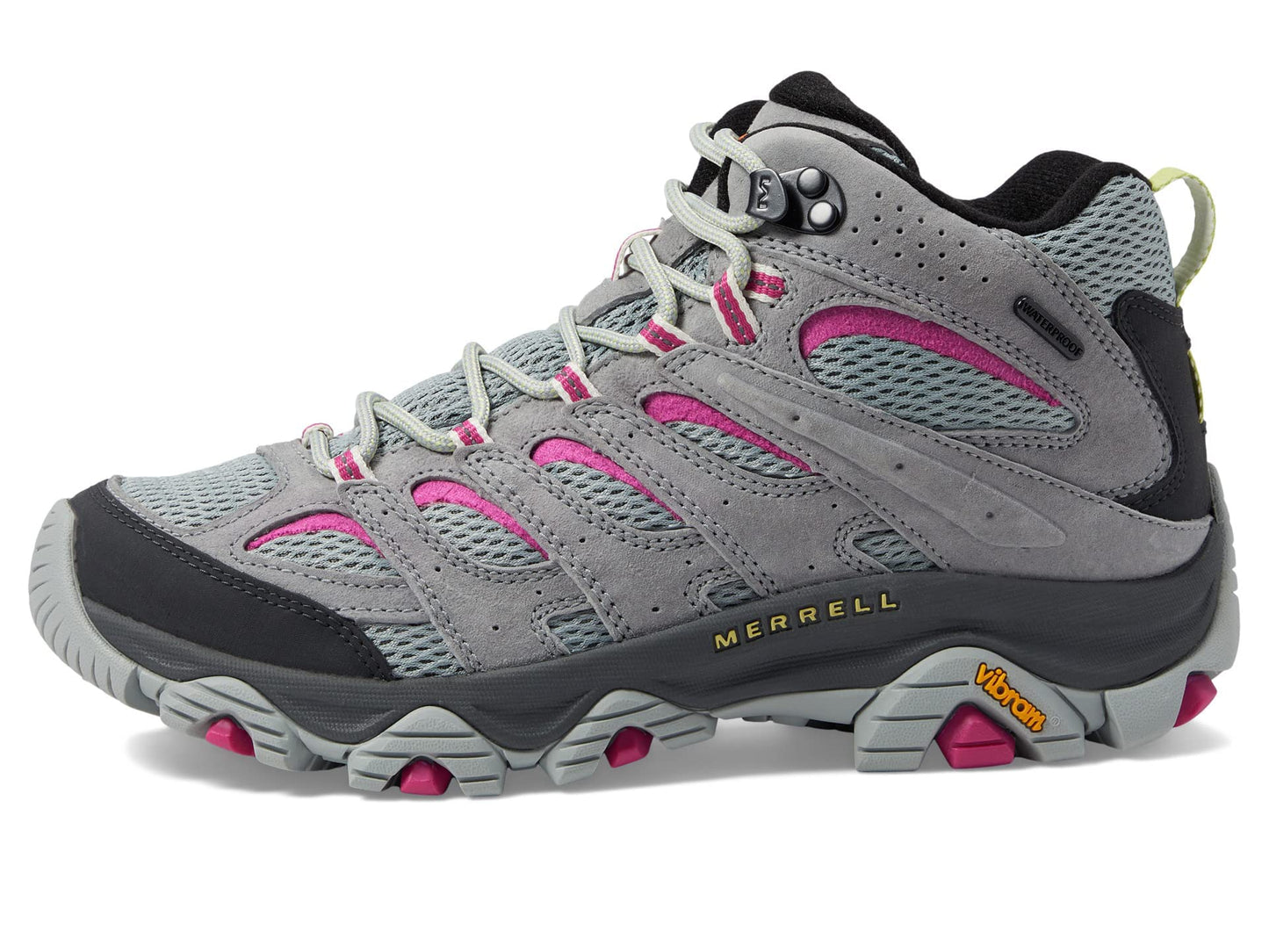 Merrell Women's Moab 3 Mid Waterproof Hiking Boot, Monument/Fuchsia