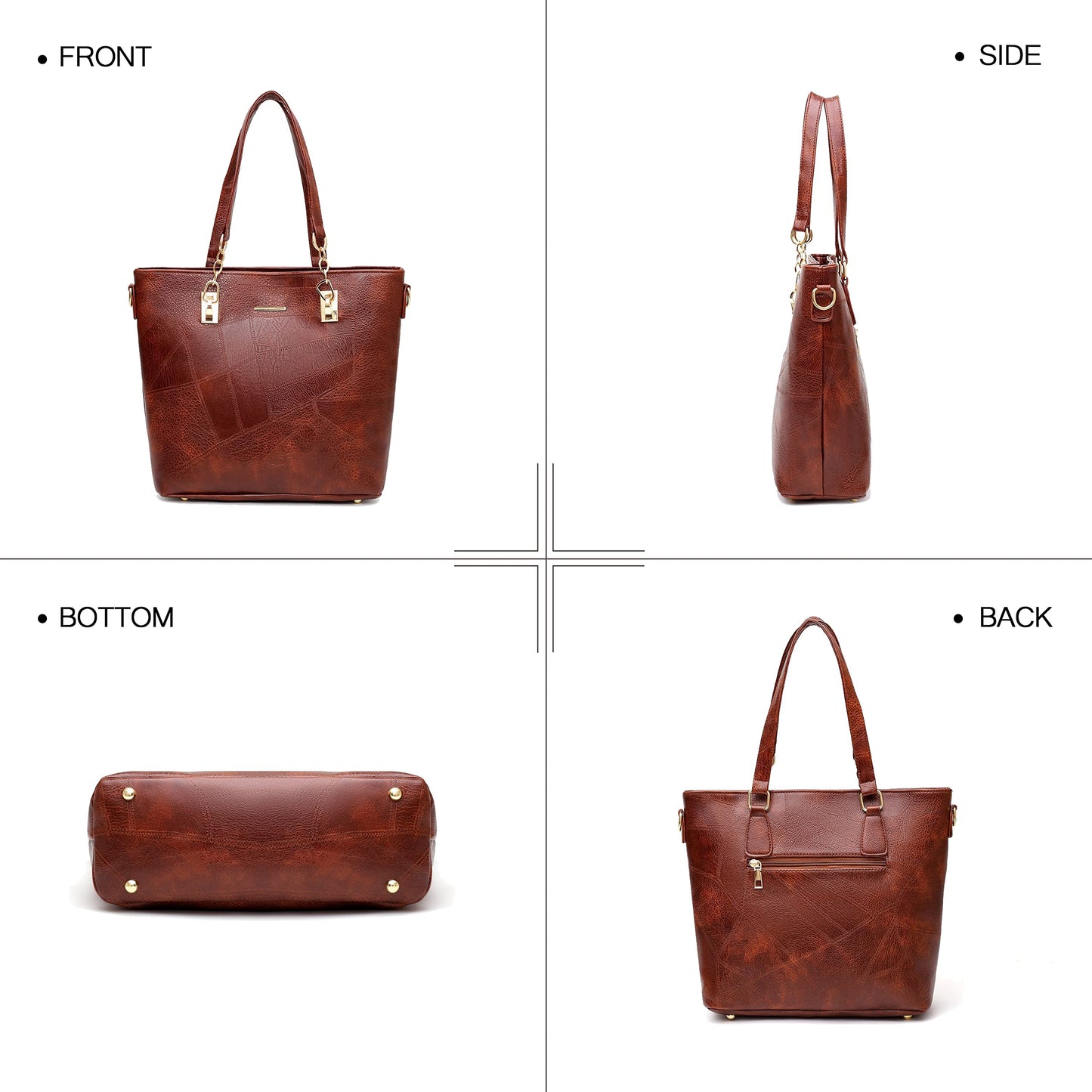 2E-youth Set de Bolsos y Carteras de Diseñador para Mujer (Marrón / 6 Piezas)