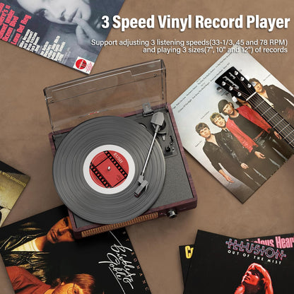 Tocadiscos Reproductor de Vinilos con Bluetooth