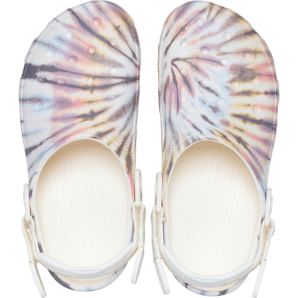 Crocs Unisex-Adult Classic Work Clogs, Adjustable Slip Resistant Work Shoes with Hole-Free Construction, Chalk/Pastel Tie Dye
