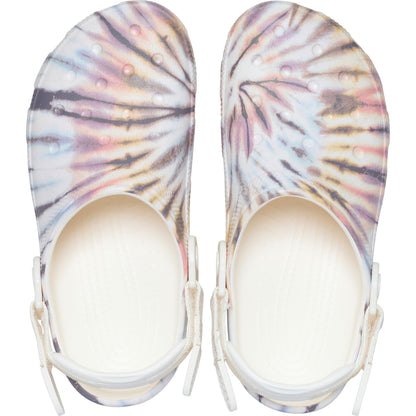 Crocs Unisex-Adult Classic Work Clogs, Adjustable Slip Resistant Work Shoes with Hole-Free Construction, Chalk/Pastel Tie Dye