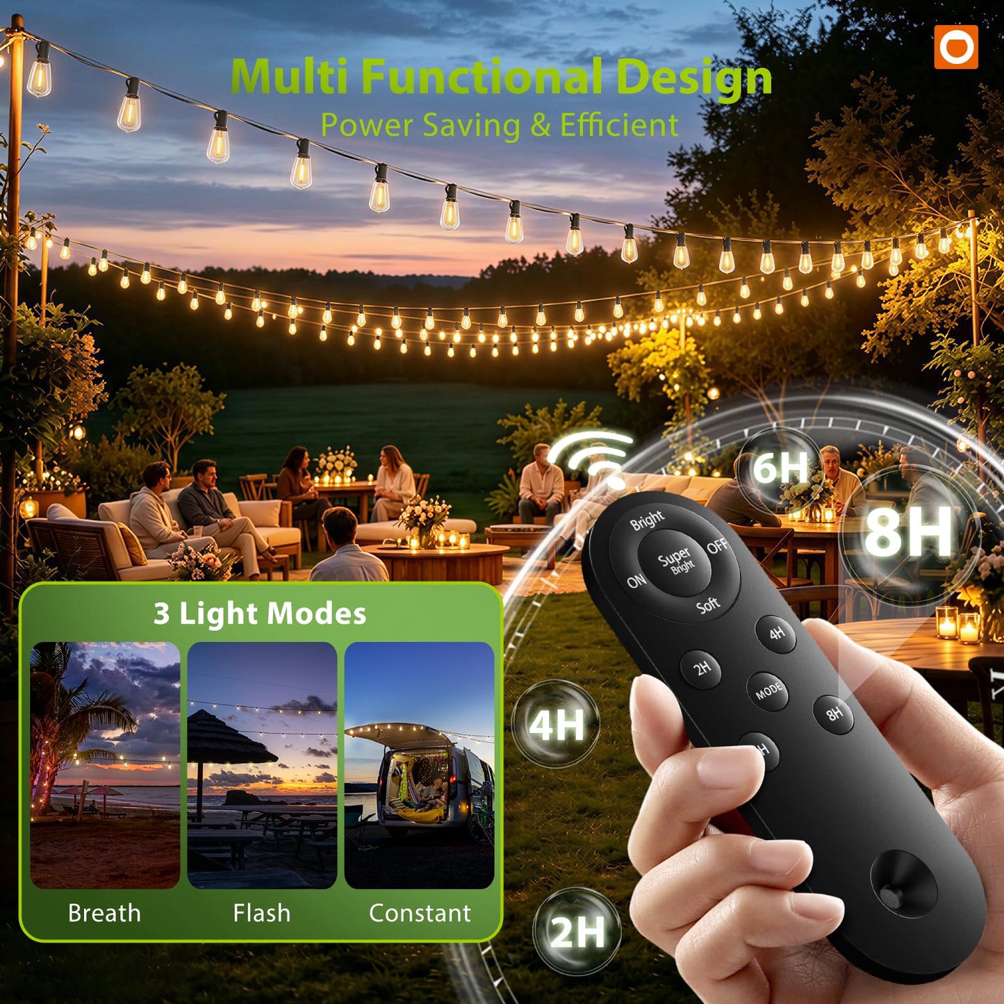 addlon Guirnalda de Luces Solares Extra Larga 198FT (Impermeable / 60+4 LED)