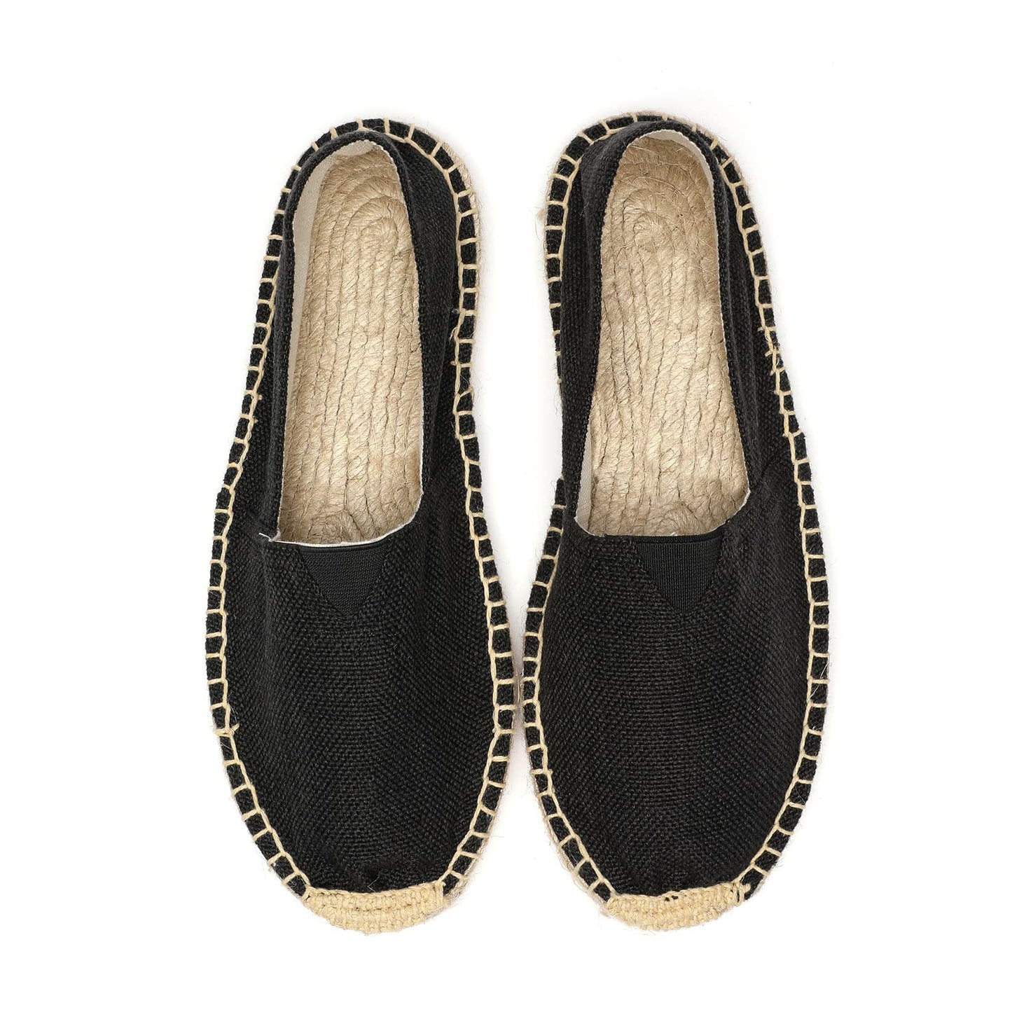 Mintzice Men's Solid Comfortable Slip on Canvas Espadrilles Flat Black