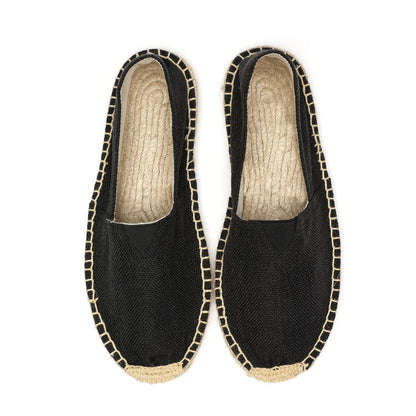 Mintzice Men's Solid Comfortable Slip on Canvas Espadrilles Flat Black