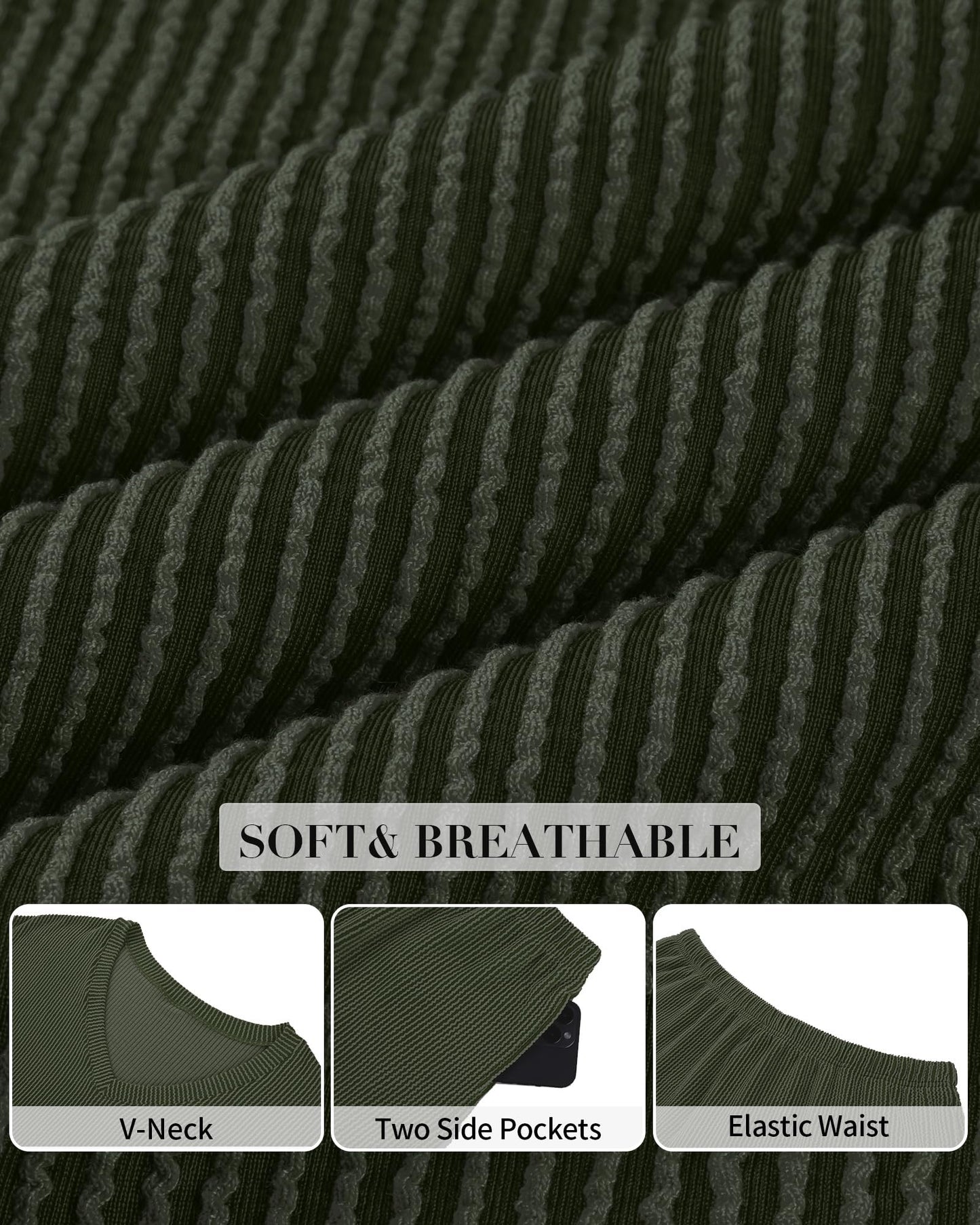 Charmo Conjunto de Dos Piezas con Pantalones Cortos para Mujer (Talla 1X / Verde Ejército)