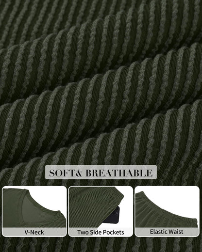 Charmo Conjunto de Dos Piezas con Pantalones Cortos para Mujer (Talla 1X / Verde Ejército)